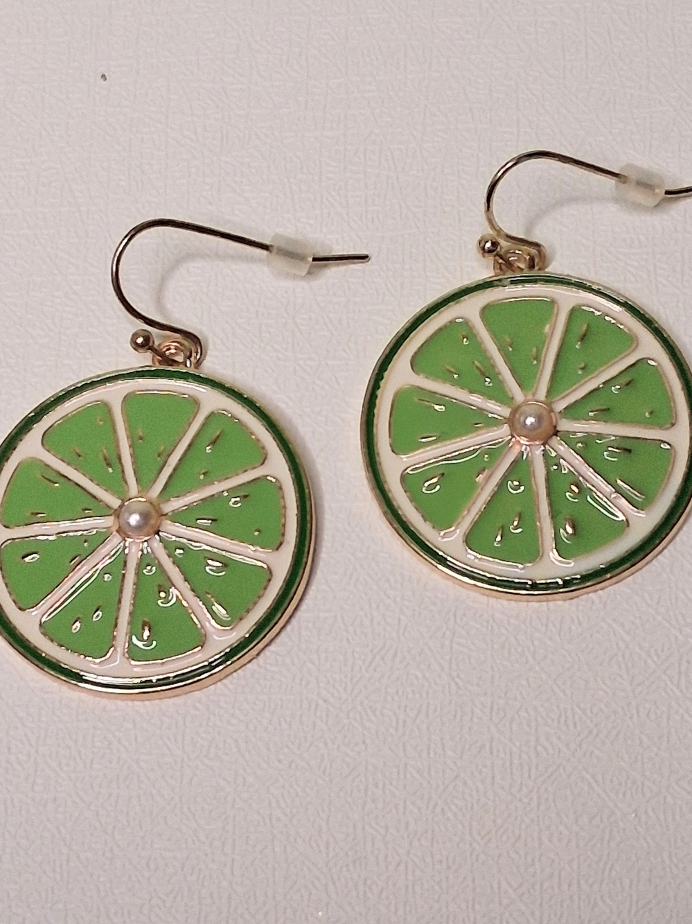 Lime Slice Drop Earrings with Gold-Tone Accents - Women Jewelry